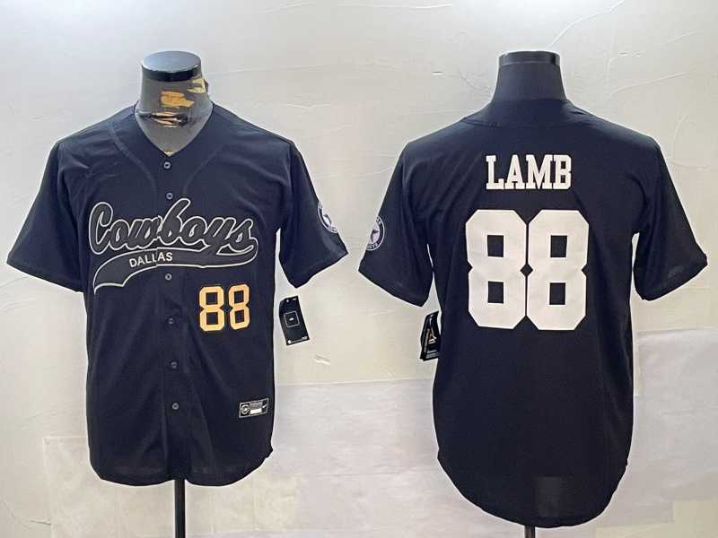 Men%27s Dallas Cowboys #88 CeeDee Lamb Black With Patch Cool Base Stitched Baseball Jerseys->dallas cowboys->NFL Jersey